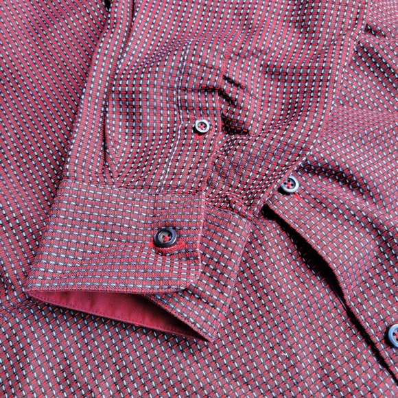 Klauss Boehler Made in Europe Elegant Maroon Button Down Shirt for Men - Picture 7 of 10